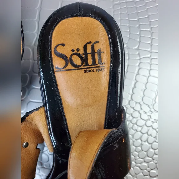 Sofft Black Patent Wedge Heel Sandals Leather size 7 - Picture 5 of 9